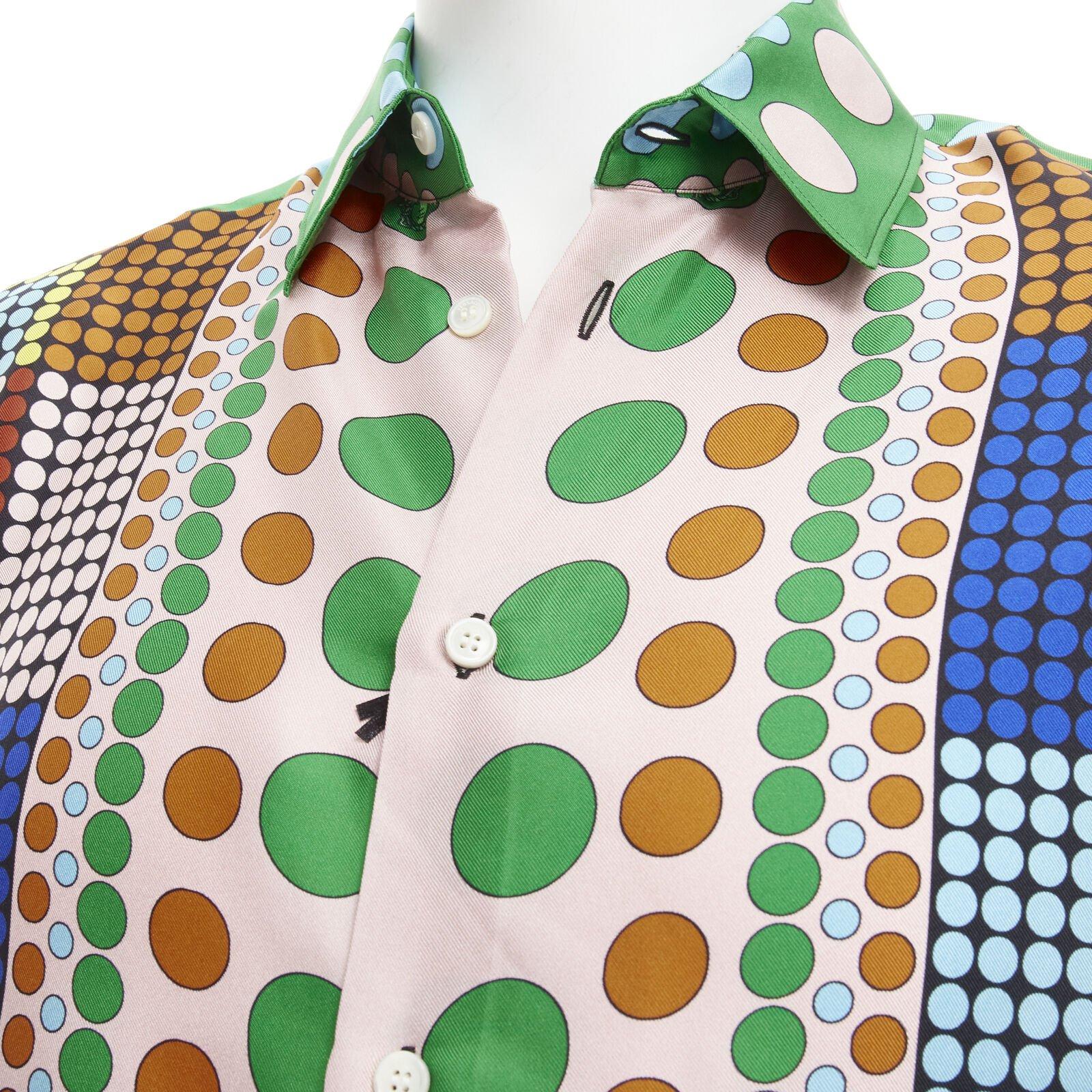 VERSACE 2021 Runway Tresor De La Mer Pop Dot 100% silk Medusa shirt EU41 XL For Sale 3