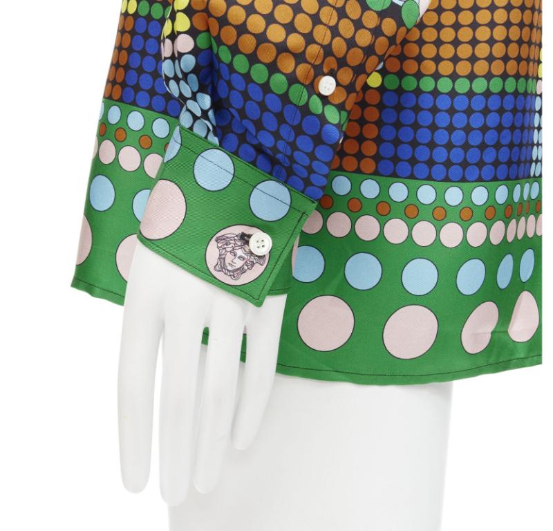 VERSACE 2021 Runway Tresor De La Mer Pop Dot 100% silk Medusa shirt EU41 XL For Sale 3
