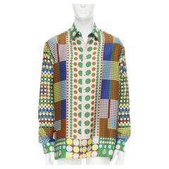 VERSACE 2021 Passerella Tresor De La Mer Pop Dot 100% seta Camicia Medusa EU41 XL