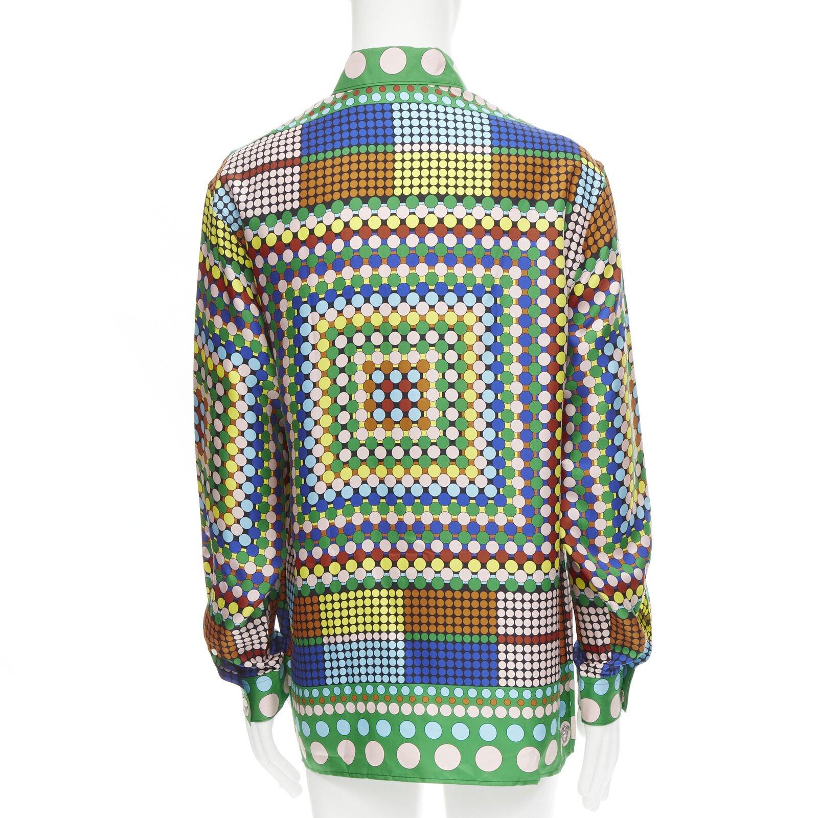 Men's VERSACE 2021 Runway Tresor De La Mer Pop Dot 100% silk Medusa shirt EU42 2XL