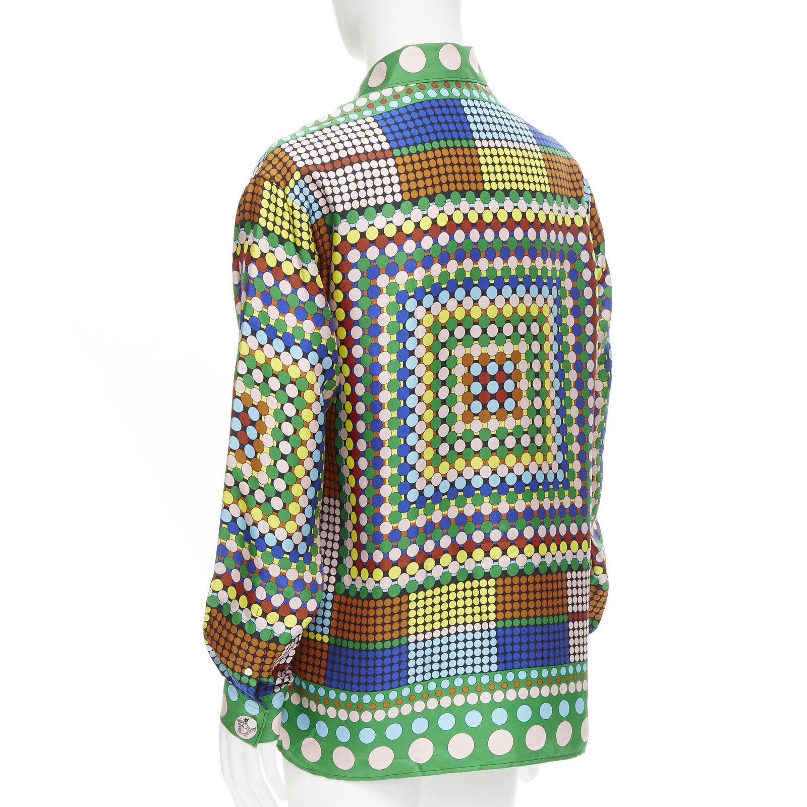 VERSACE 2021 Runway Tresor De La Mer Pop Dot 100% silk Medusa shirt EU42 2XL 1