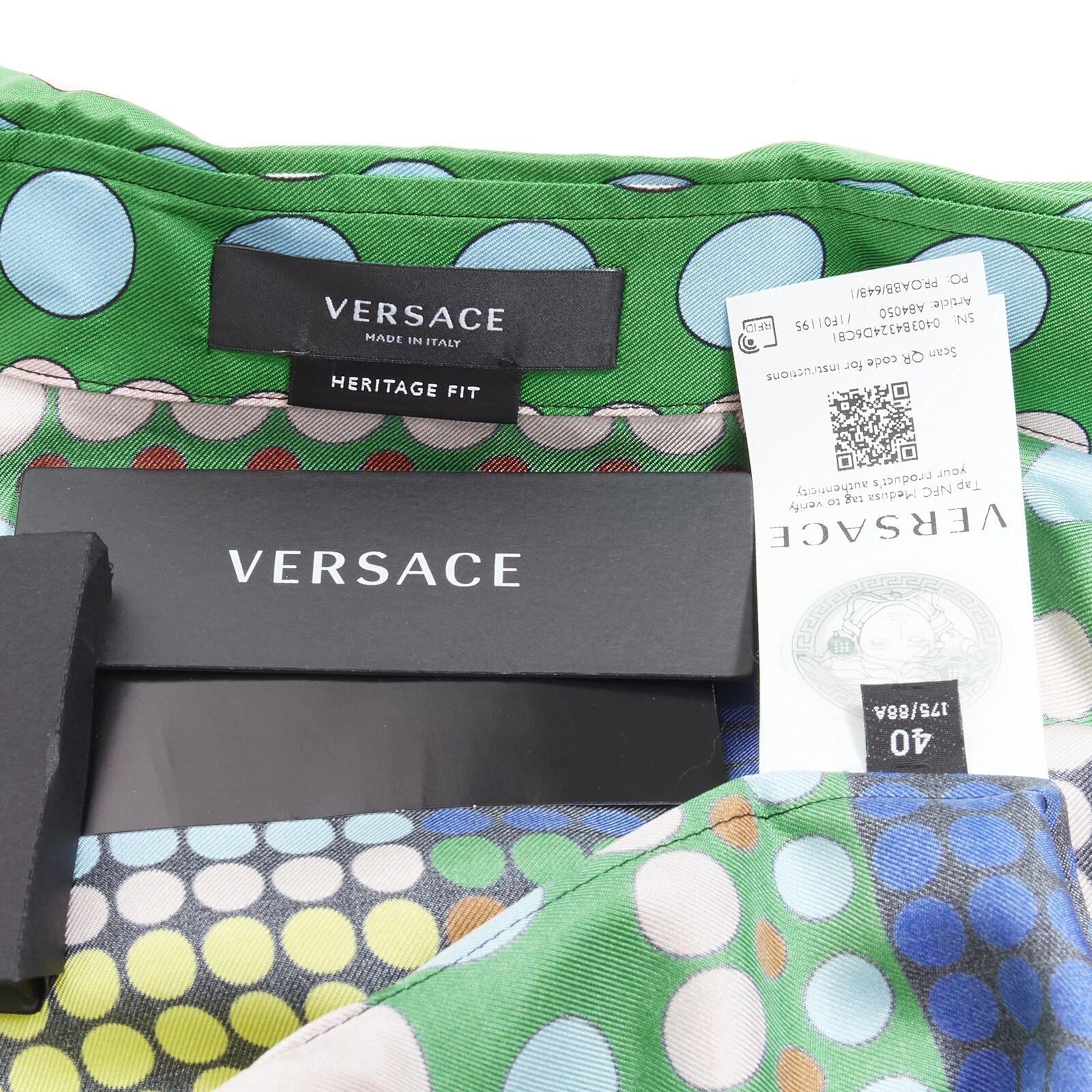 VERSACE 2021 Runway Tresor De La Mer Pop Dot 100% silk Medusa shirt EU42 2XL 4