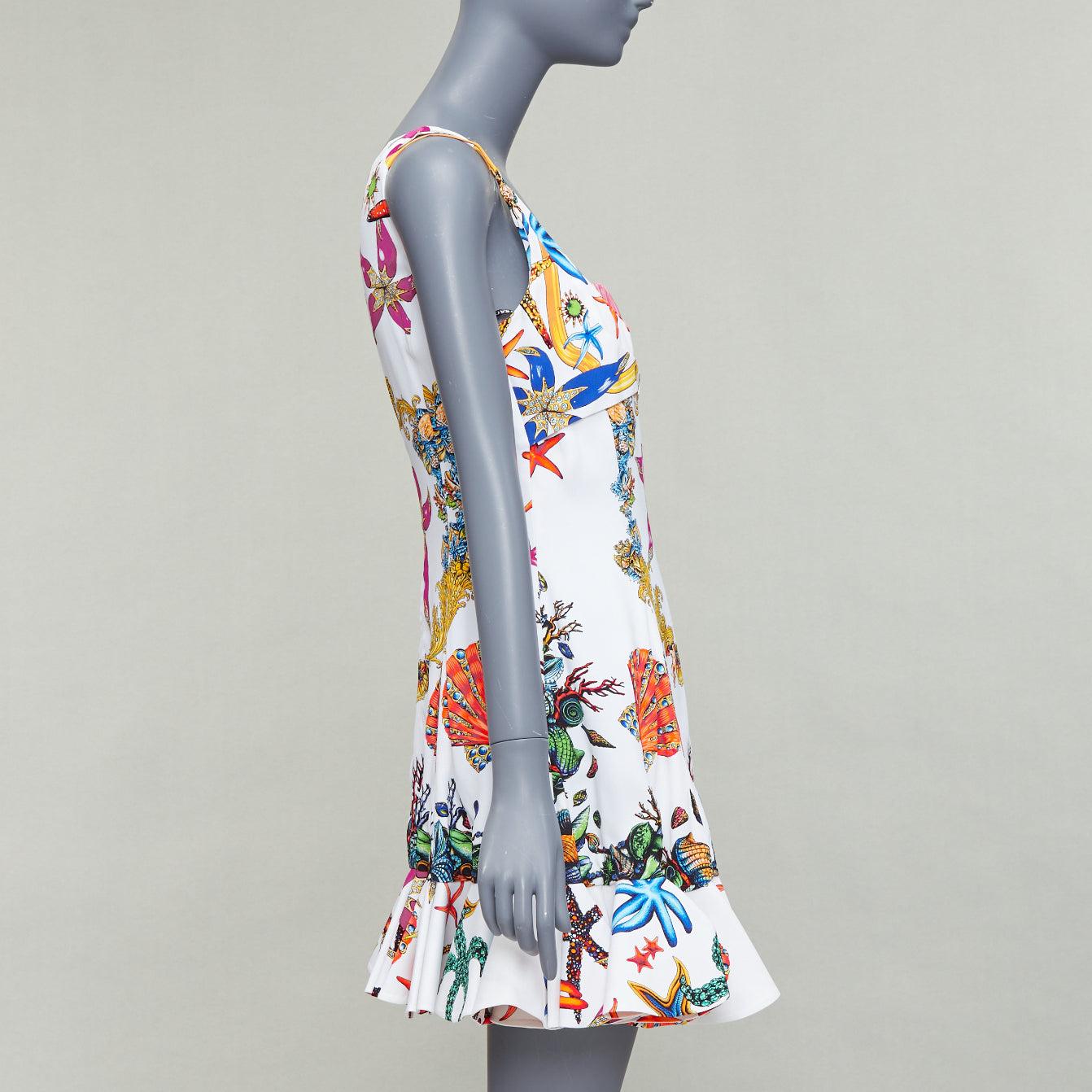 VERSACE 2021 Runway Tresor De La Mer white starfish corset flounce dress IT40 L In New Condition For Sale In Hong Kong, NT