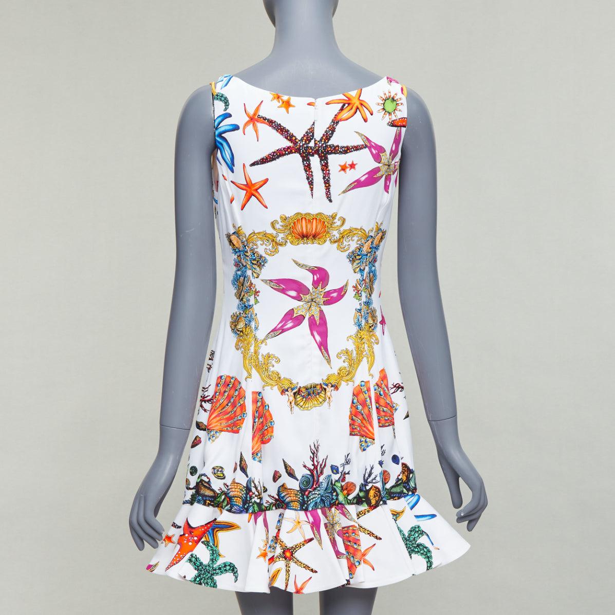 Women's VERSACE 2021 Runway Tresor De La Mer white starfish corset flounce dress IT40 L For Sale