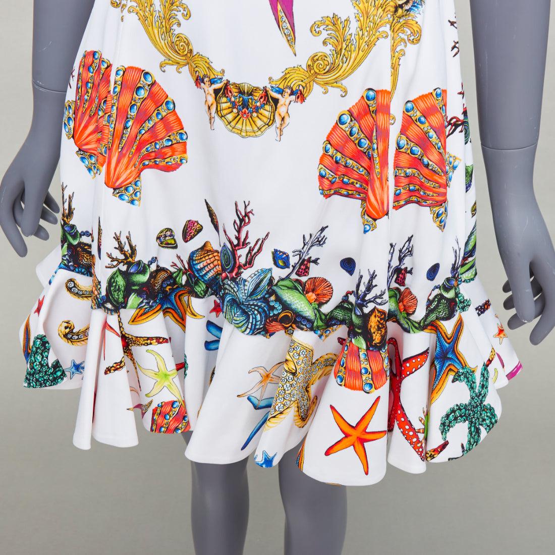 VERSACE 2021 Runway Tresor De La Mer white starfish corset flounce dress IT40 L For Sale 2