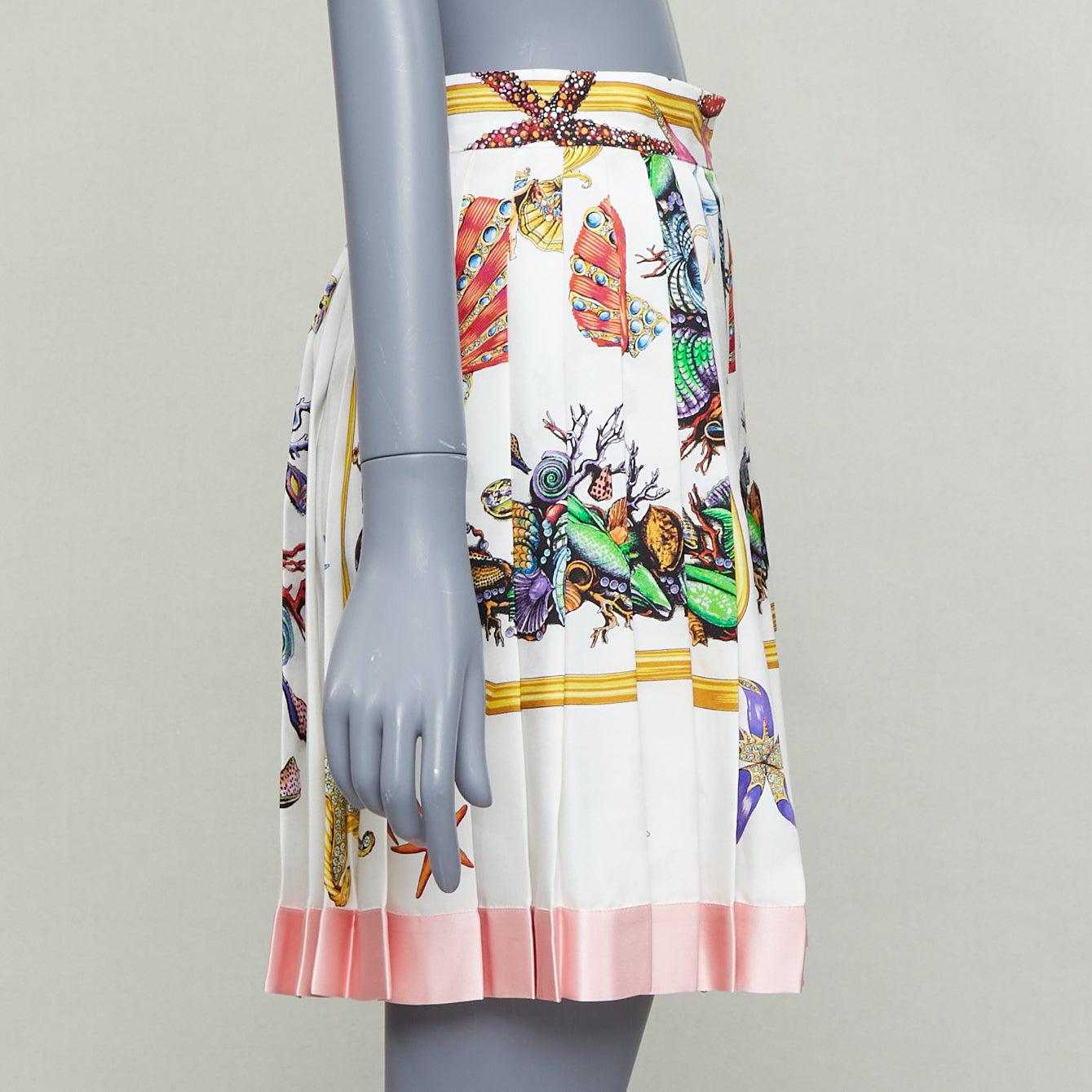 VERSACE 2021 Tresor De La Mer 100% silk starfish pleated skirt IT38 XS In New Condition For Sale In Hong Kong, NT