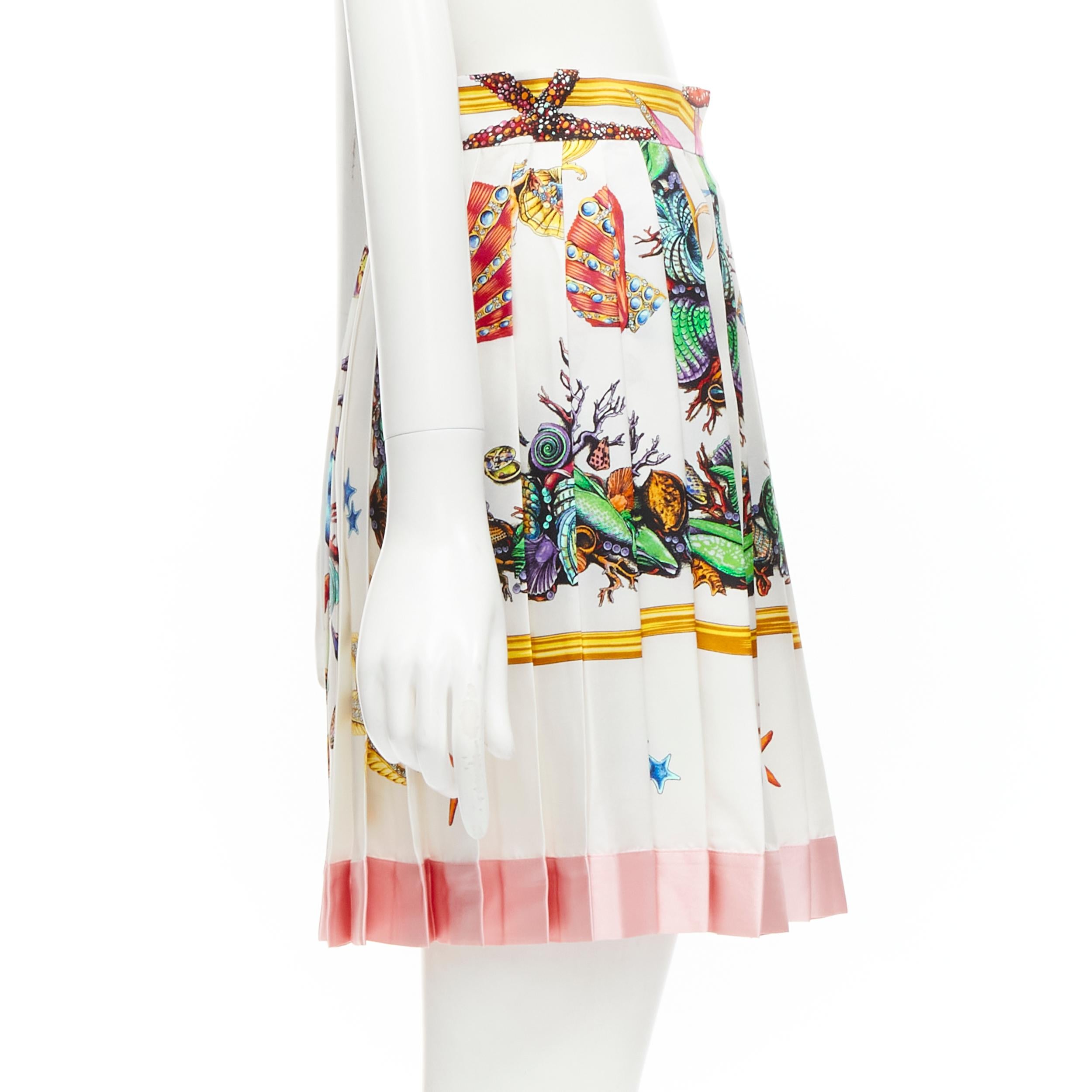 Women's VERSACE 2021 Tresor De La Mer 100% silk starfish pleated skirt IT38 XS