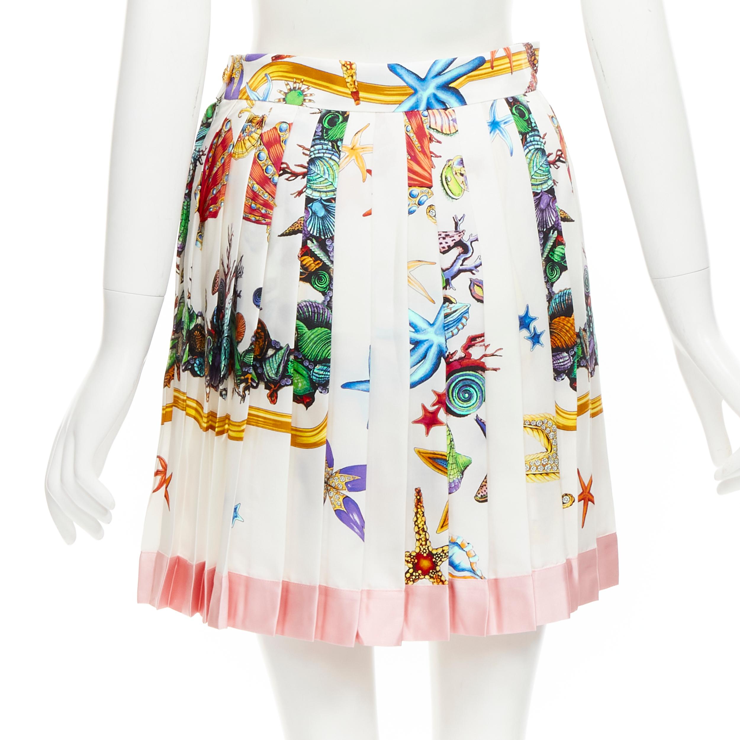 VERSACE 2021 Tresor De La Mer 100% silk starfish pleated skirt IT38 XS 1