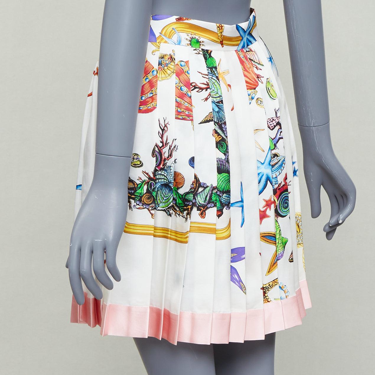 VERSACE 2021 Tresor De La Mer 100% silk starfish pleated skirt IT38 XS For Sale 1