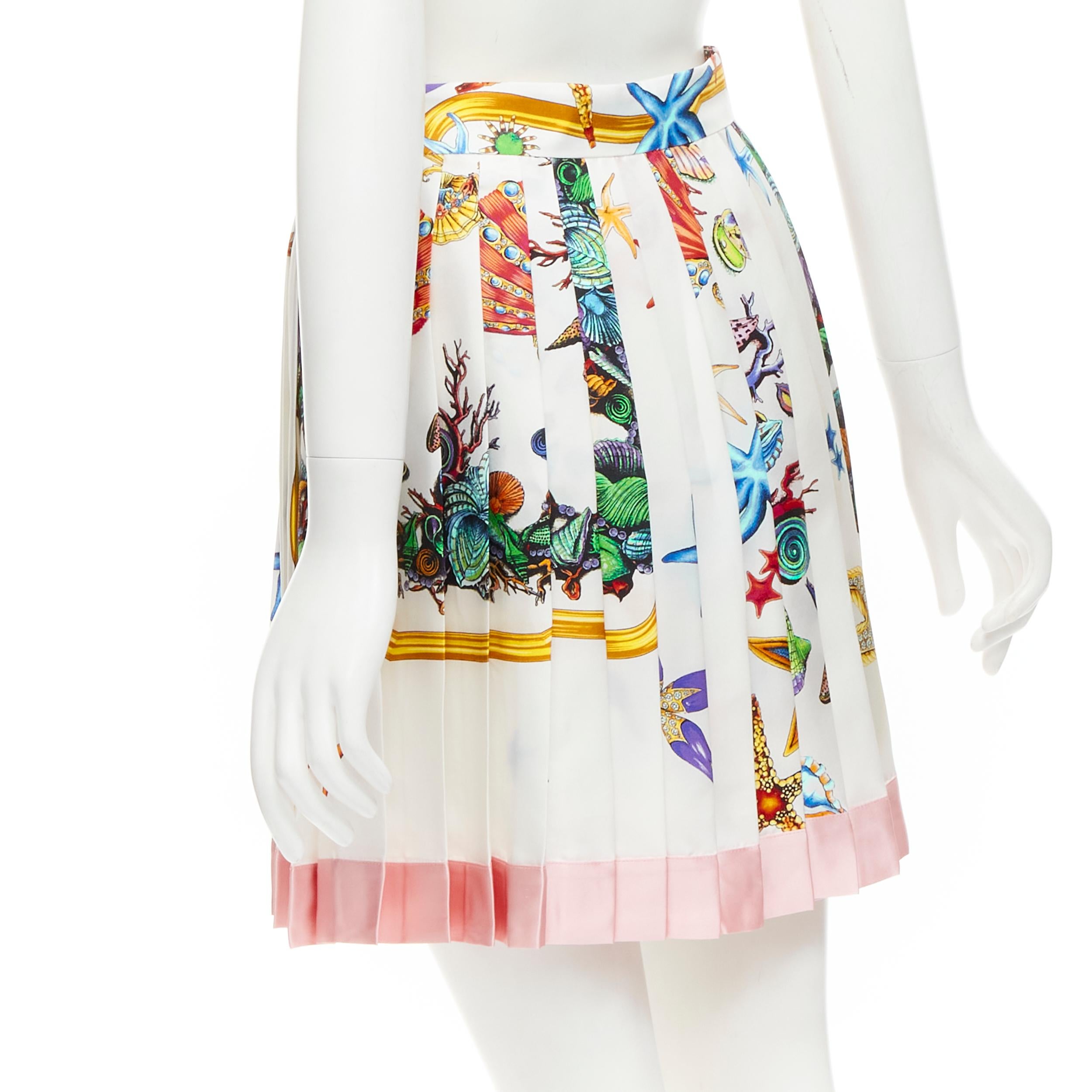VERSACE 2021 Tresor De La Mer 100% silk starfish pleated skirt IT38 XS 2