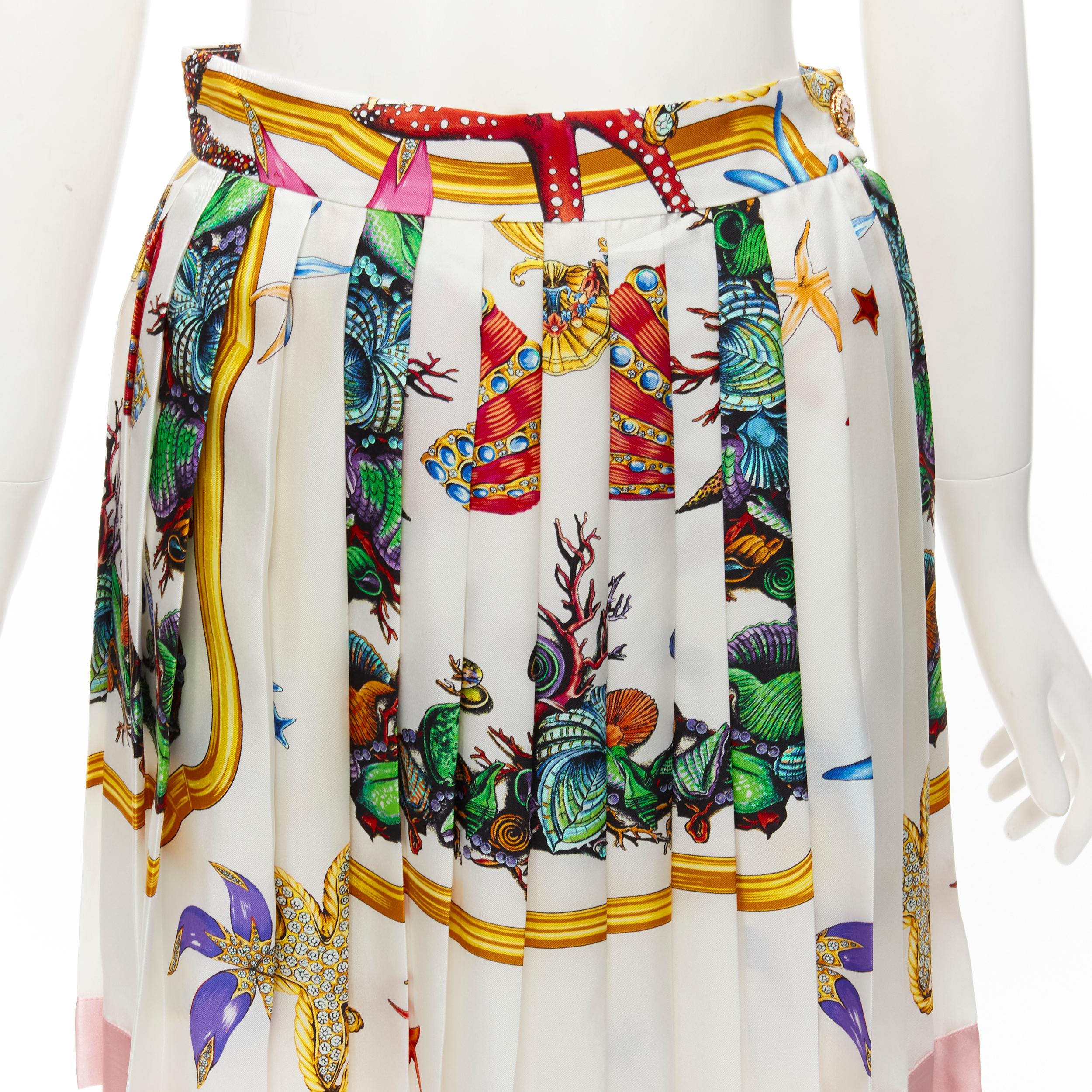 VERSACE 2021 Tresor De La Mer 100% silk starfish pleated skirt IT38 XS 3