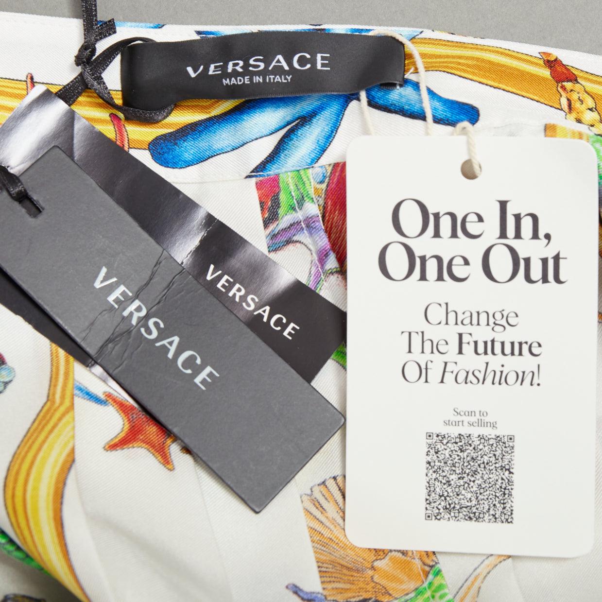 VERSACE 2021 Tresor De La Mer Falda plisada de estrella de mar 100% seda IT38 XS en venta 3