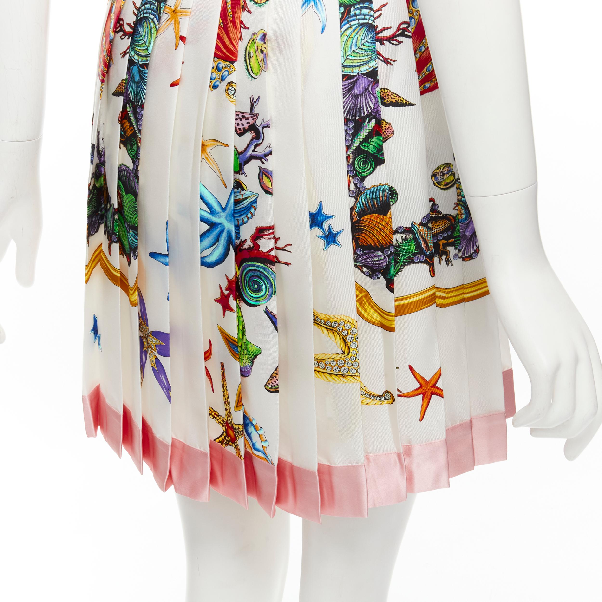 VERSACE 2021 Tresor De La Mer 100% silk starfish pleated skirt IT38 XS 4