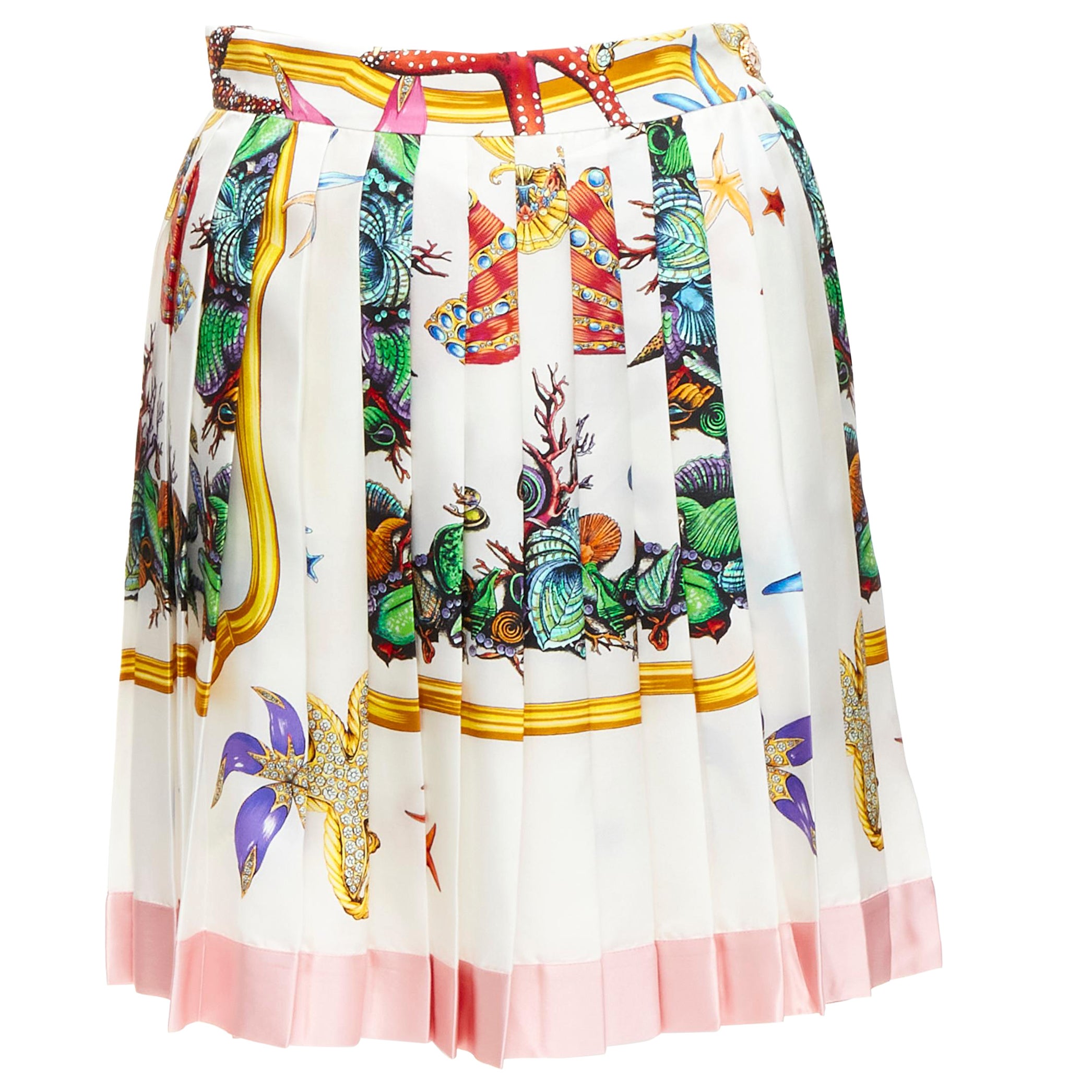 VERSACE 2021 Tresor De La Mer 100% silk starfish pleated skirt IT38 XS
