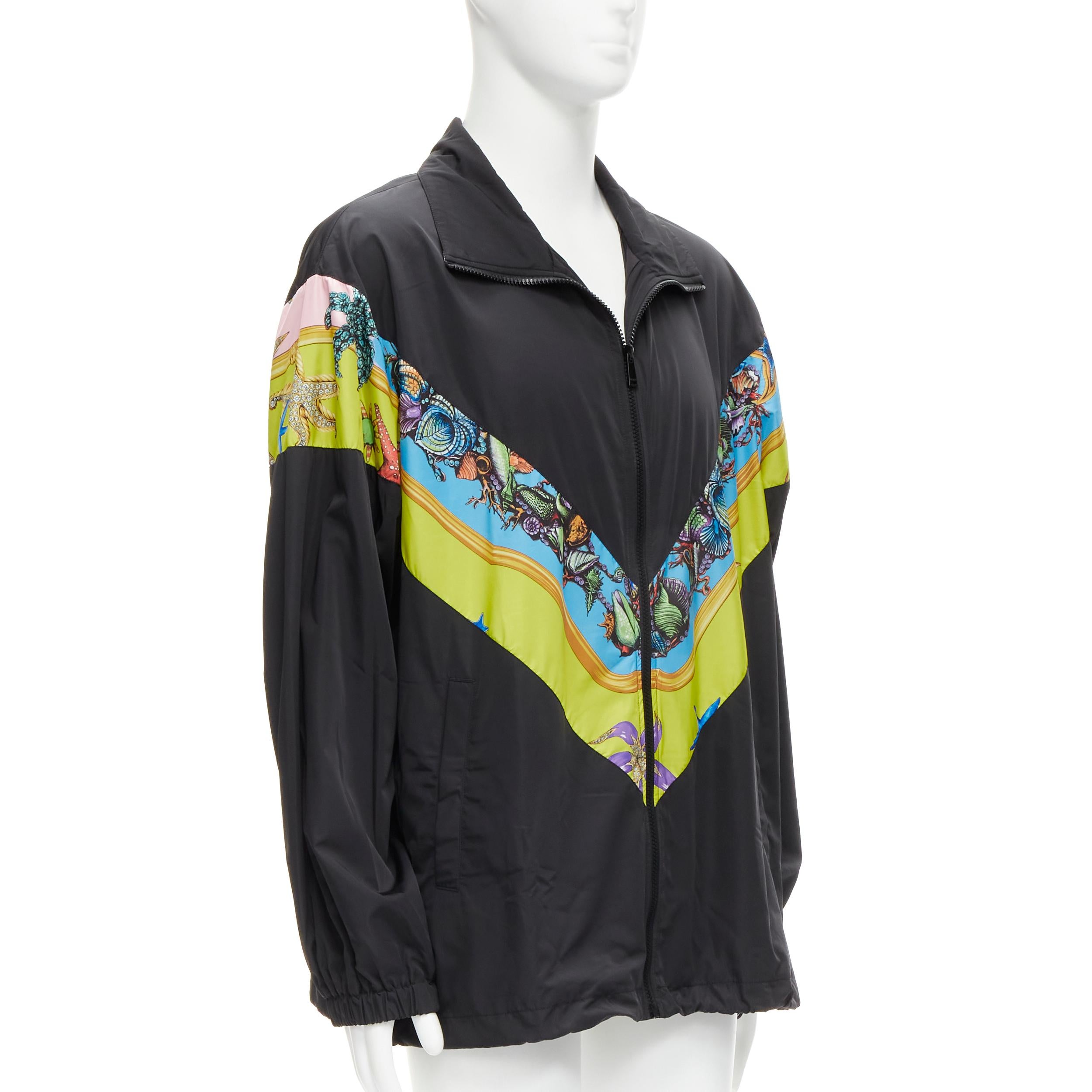 Black VERSACE 2021 Tresor De La Mer black starfish track jacket IT54 2XL For Sale