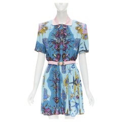 VERSACE 2021 Tresor De La Mer blue print starfish belt dress IT42 M