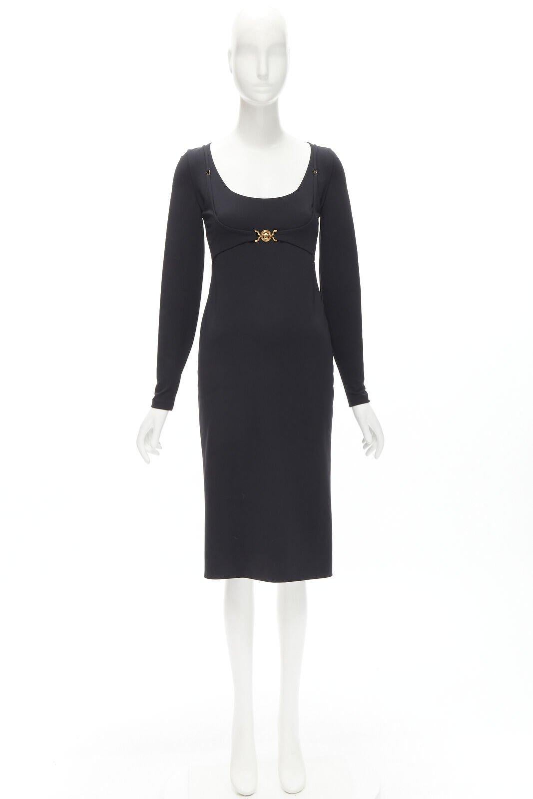 VERSACE 2021 Tresor De La Mer gold Medusa bustier harness dress IT40 S For Sale 5