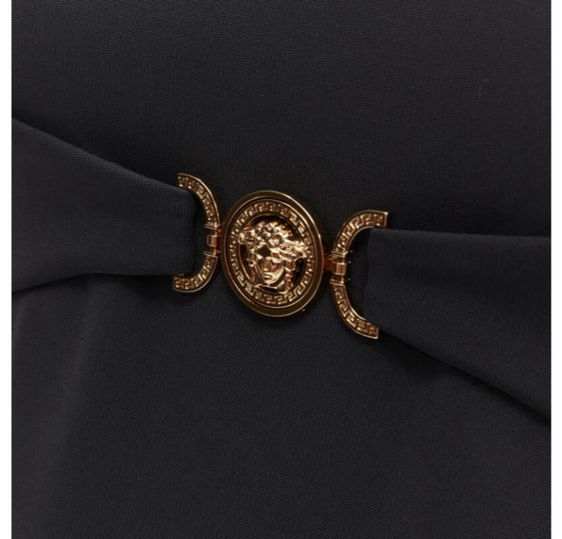 VERSACE 2021 Tresor De La Mer gold Medusa bustier harness dress IT40 S For Sale 2