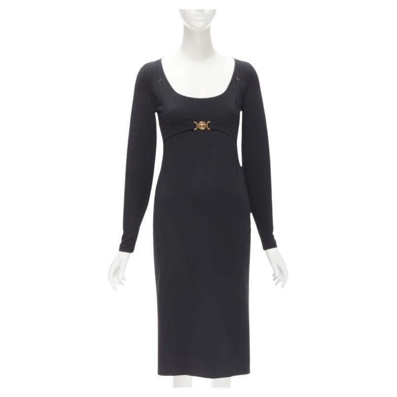 VERSACE 2021 Tresor De La Mer gold Medusa bustier harness dress IT40 S For Sale