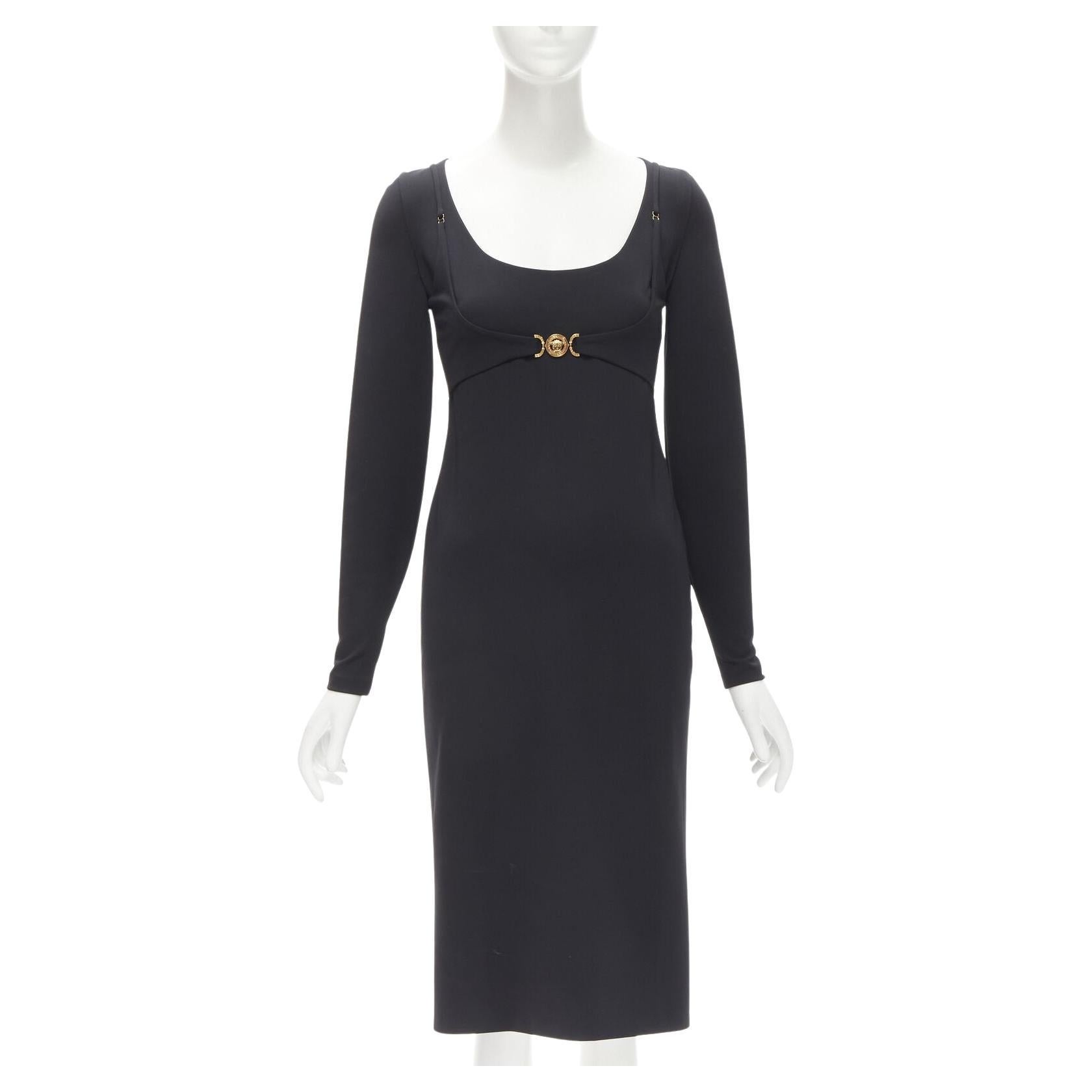 VERSACE 2021 Tresor De La Mer gold Medusa bustier harness dress IT40 S For Sale