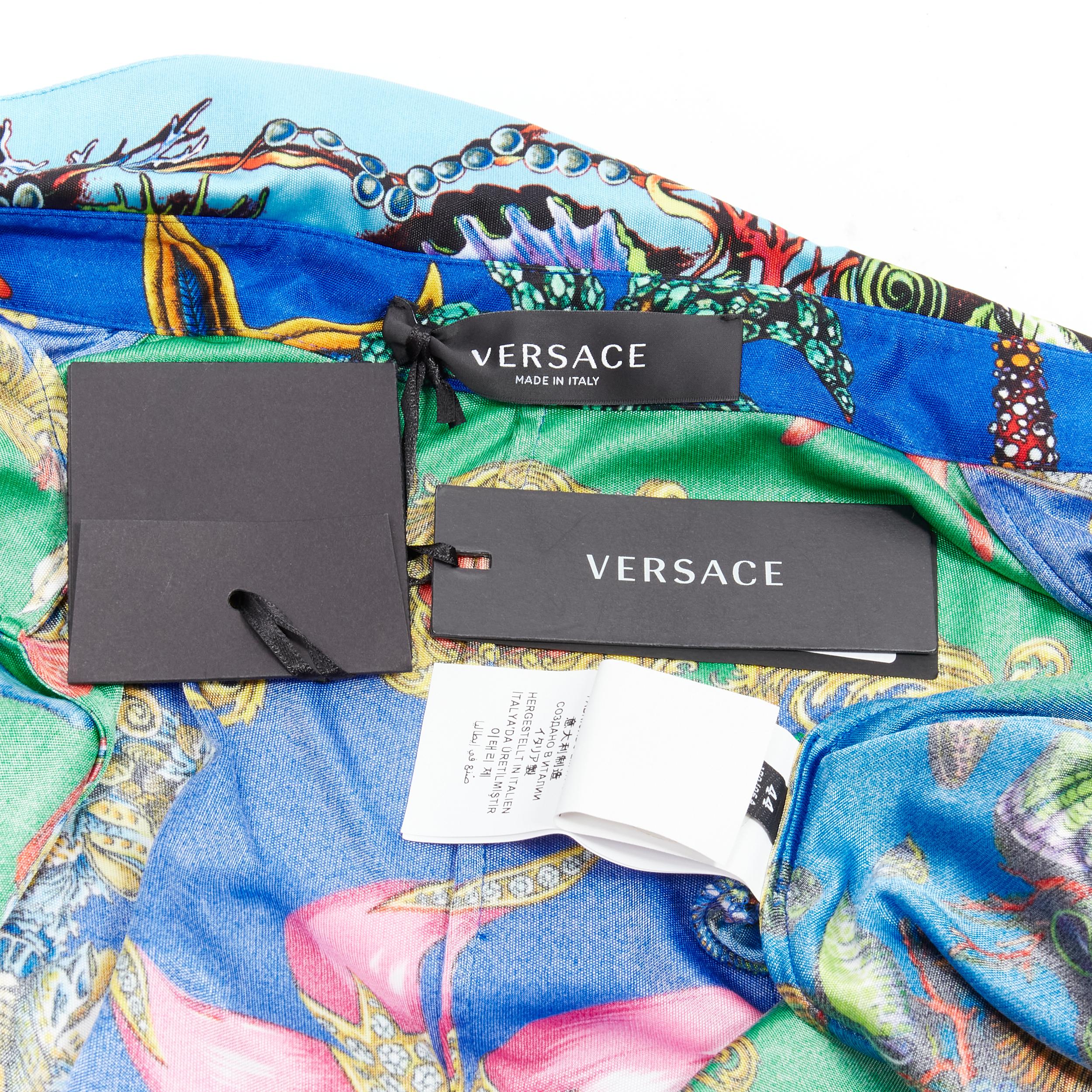 VERSACE 2021 Tresor De La Mer green blue starfish print casual dress IT44 L For Sale 4