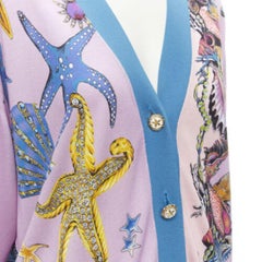 VERSACE 2021 Tresor De La Mer pink starfish knit cardigan top IT40 S