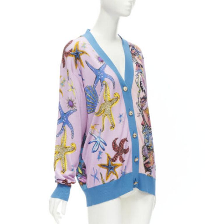 Gray VERSACE 2021 Tresor De La Mer pink starfish knit cardigan top IT40 S