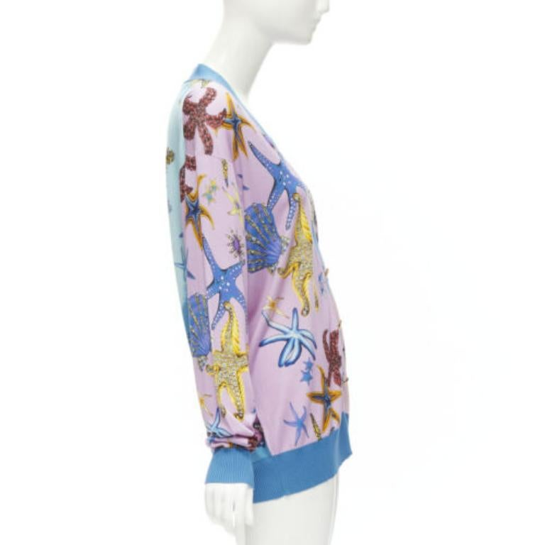 VERSACE 2021 Tresor De La Mer pink starfish knit cardigan top IT40 S In New Condition In Hong Kong, NT