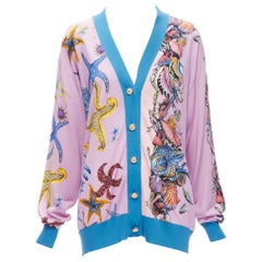 VERSACE 2021 Tresor De La Mer pink starfish knit cardigan top IT40 S