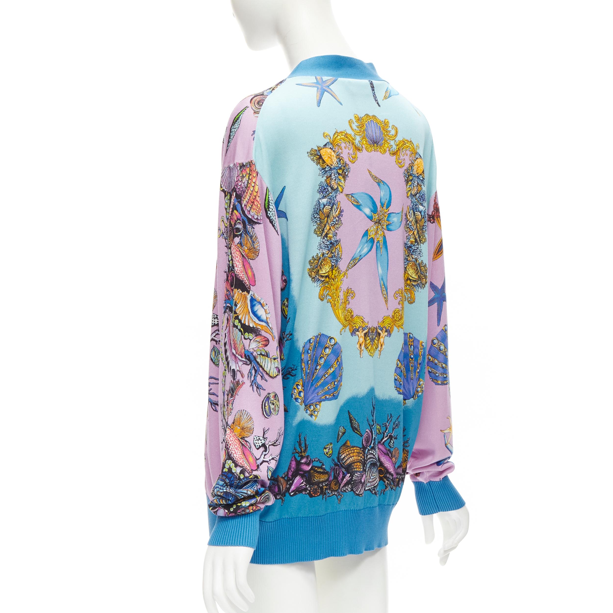 VERSACE 2021 Tresor De La Mer top cardigan en maille étoile de mer rose IT44 L 1