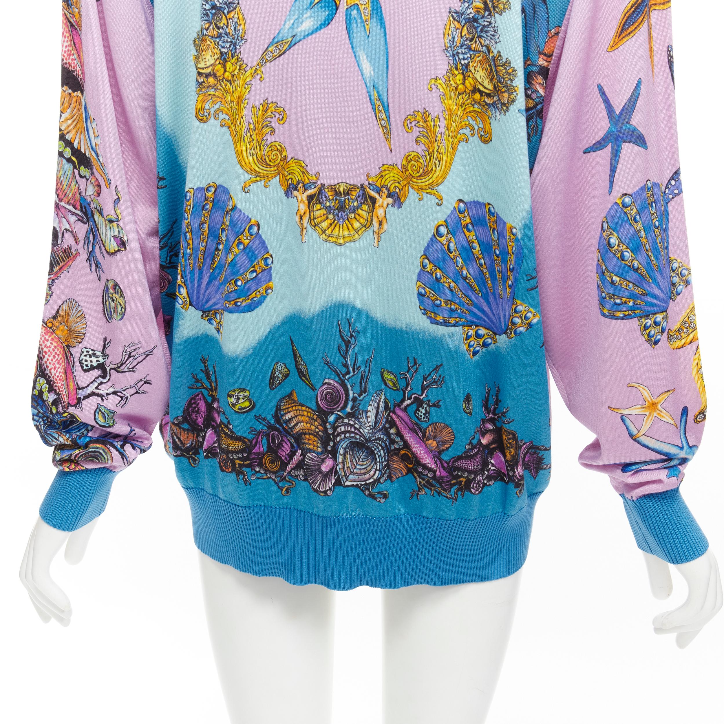 VERSACE 2021 Tresor De La Mer top cardigan en maille étoile de mer rose IT44 L 2