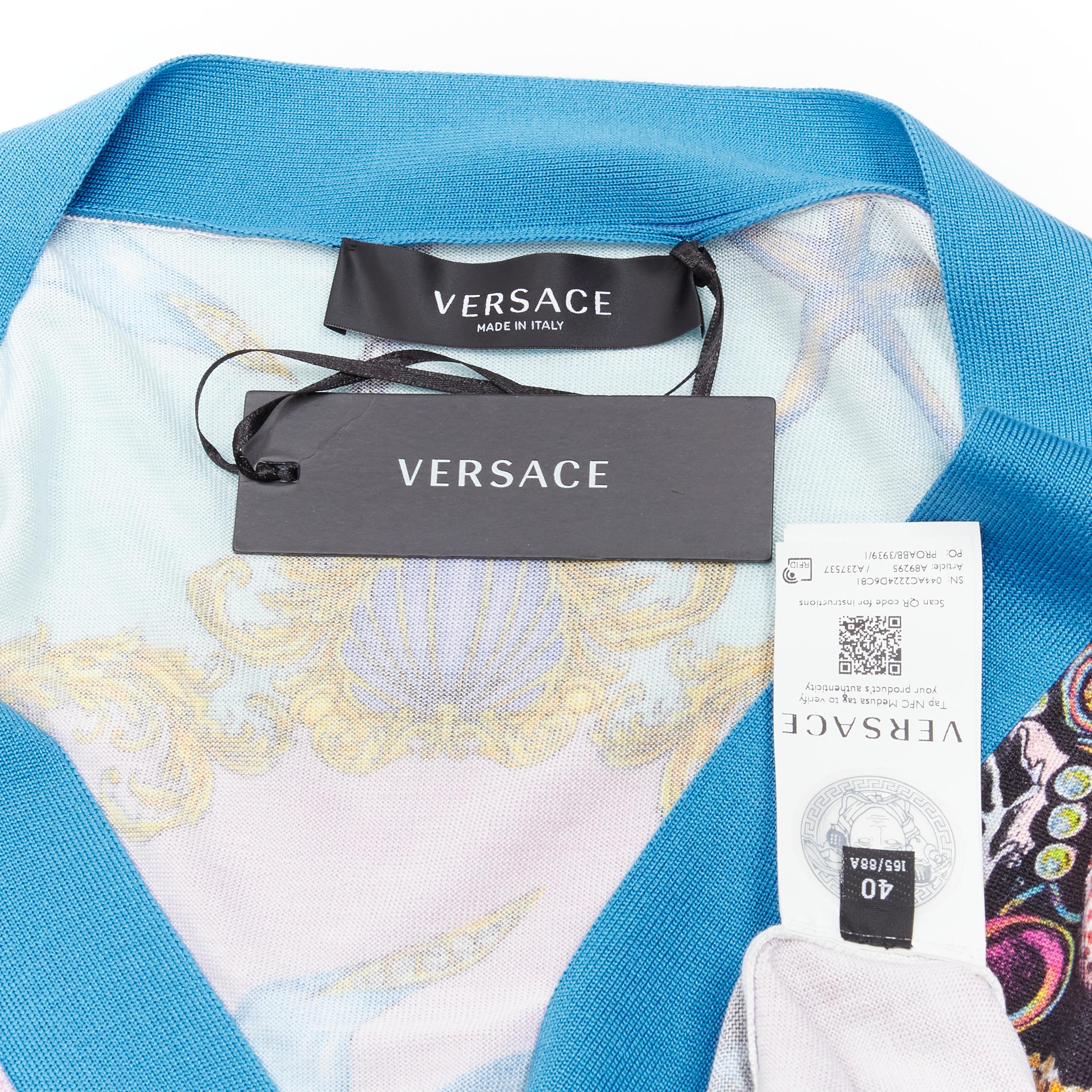 VERSACE 2021 Tresor De La Mer top cardigan en maille étoile de mer rose IT44 L 4