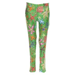 VERSACE 2021 Tresor De La Mer Pantaloni con stampa a stelle e strisce verdi IT38 XS