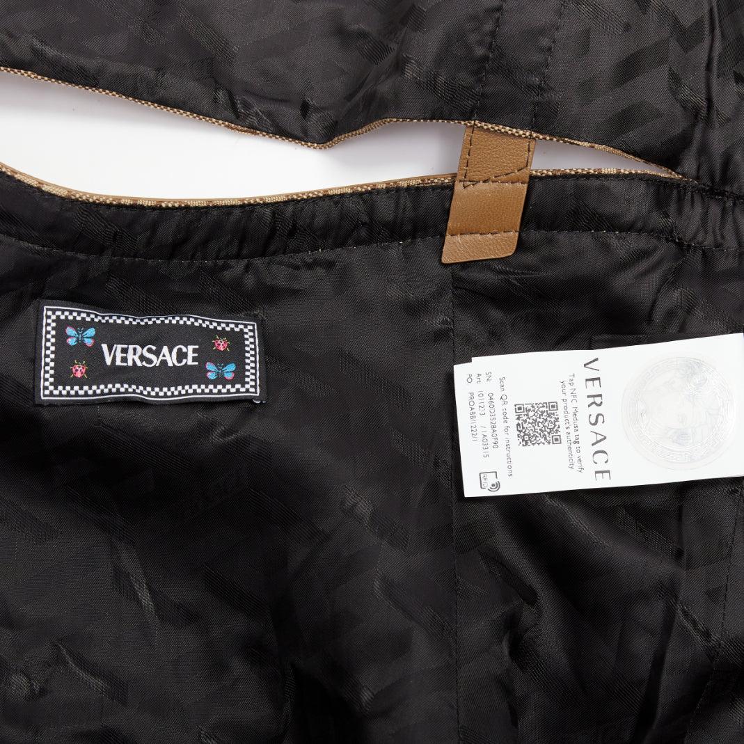 VERSACE 2023 marron jacquard 90s logo Medusa robe bondage IT38 XS en vente 3