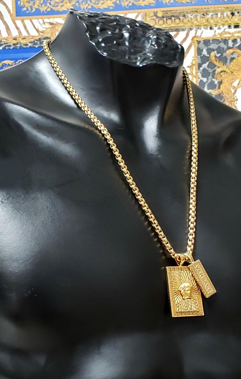VERSACE 24K GOLD PLATED CHAIN MEDUSA DOUBLE Medallion at 1stDibs