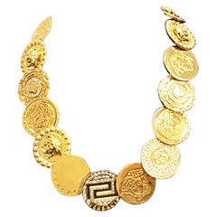 VERSACE 24K GOLD PLATED MEDUSA NECKLACE w/ SWAROVSKI CRYSTALS