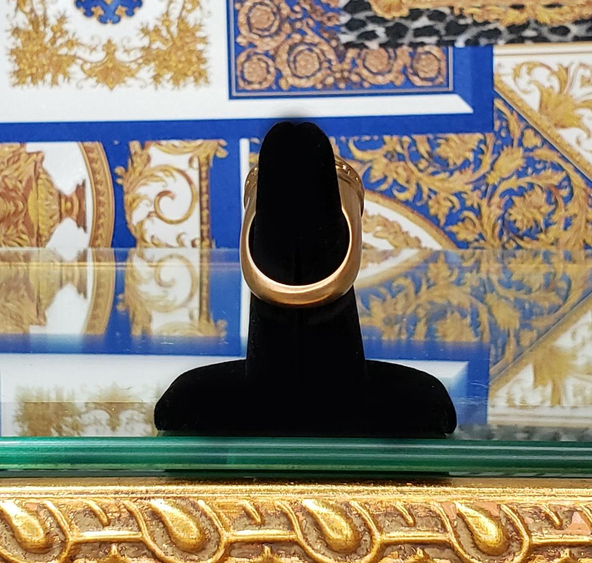 Femenino o masculino VERSACE ANILLO DE CRISTAL DE MEDUSA BAÑADO EN ORO DE 24K talla 6