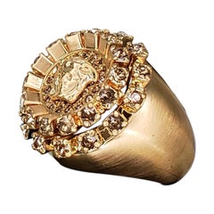 VERSACE 24K PLATED BRUSHED GOLD MEDUSA RING size 7, 10