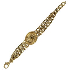 VERSACE 24K GOLD PLATED GREEK Key MEDUSA BRACELET