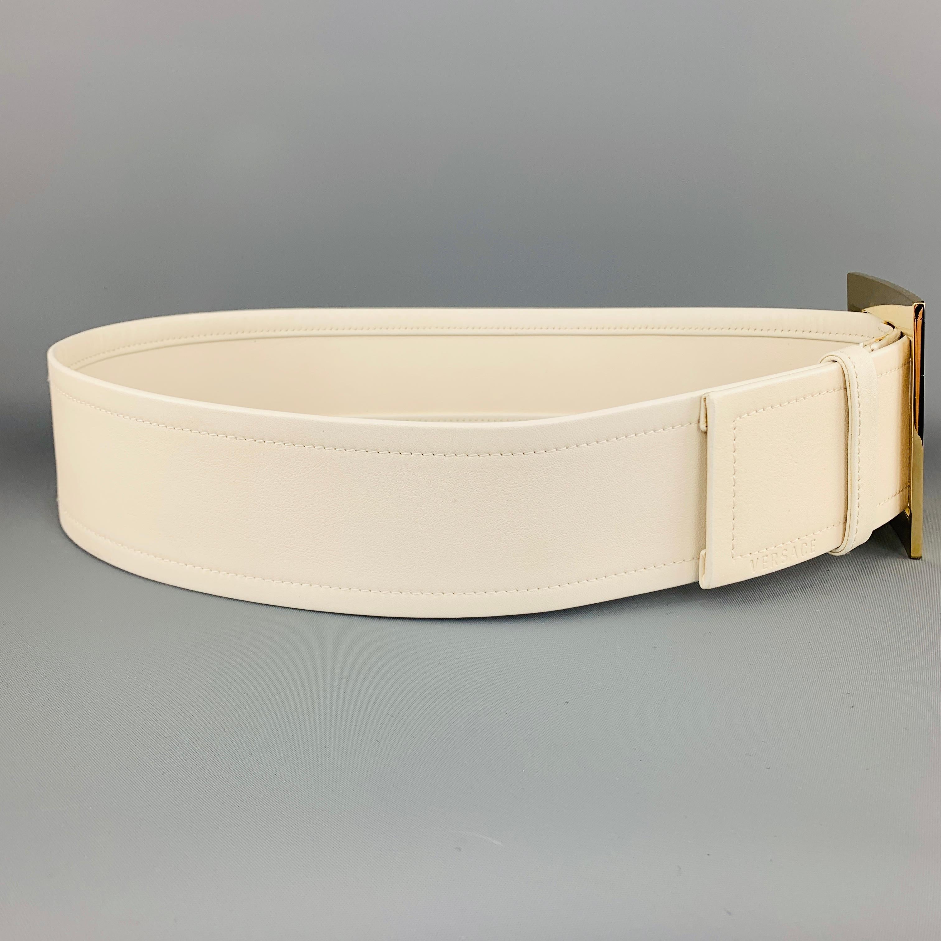 cream leather belt