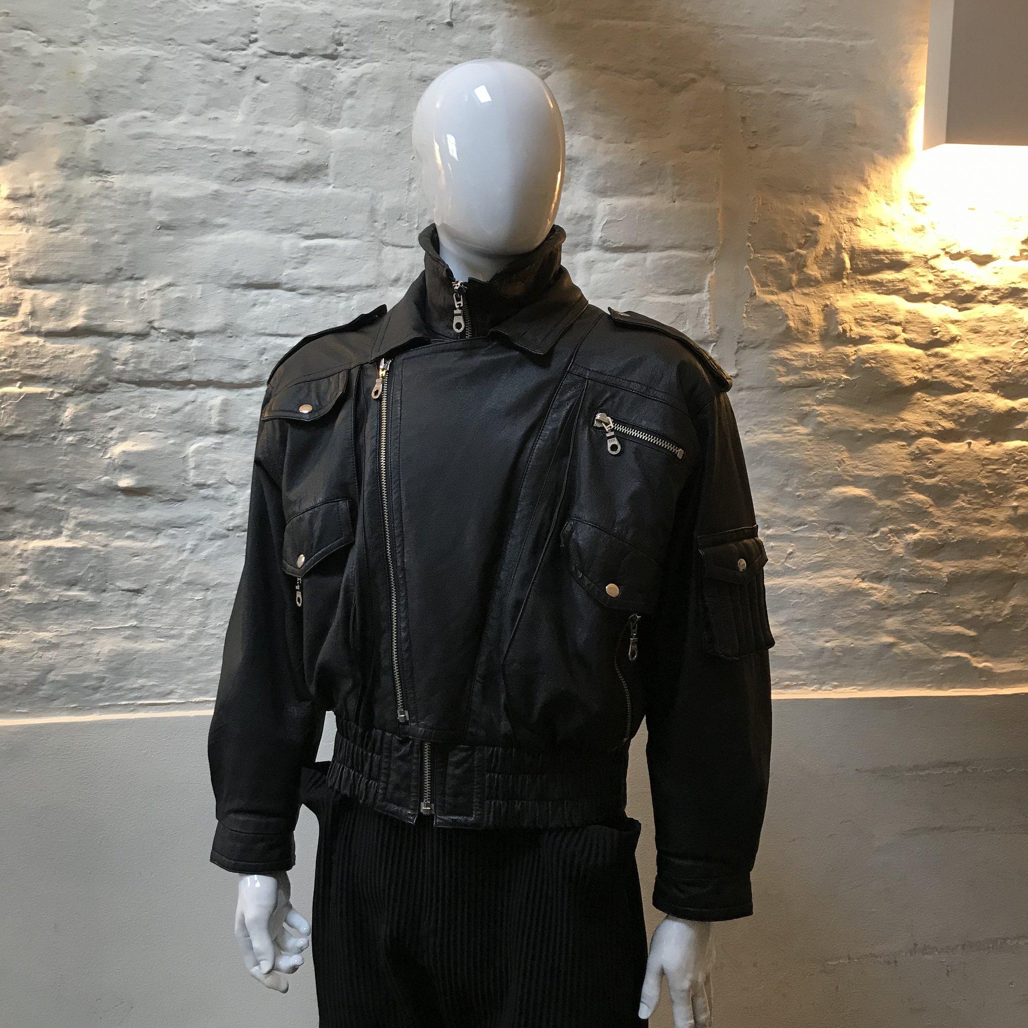 Nero Giacca in pelle Versace anni '80