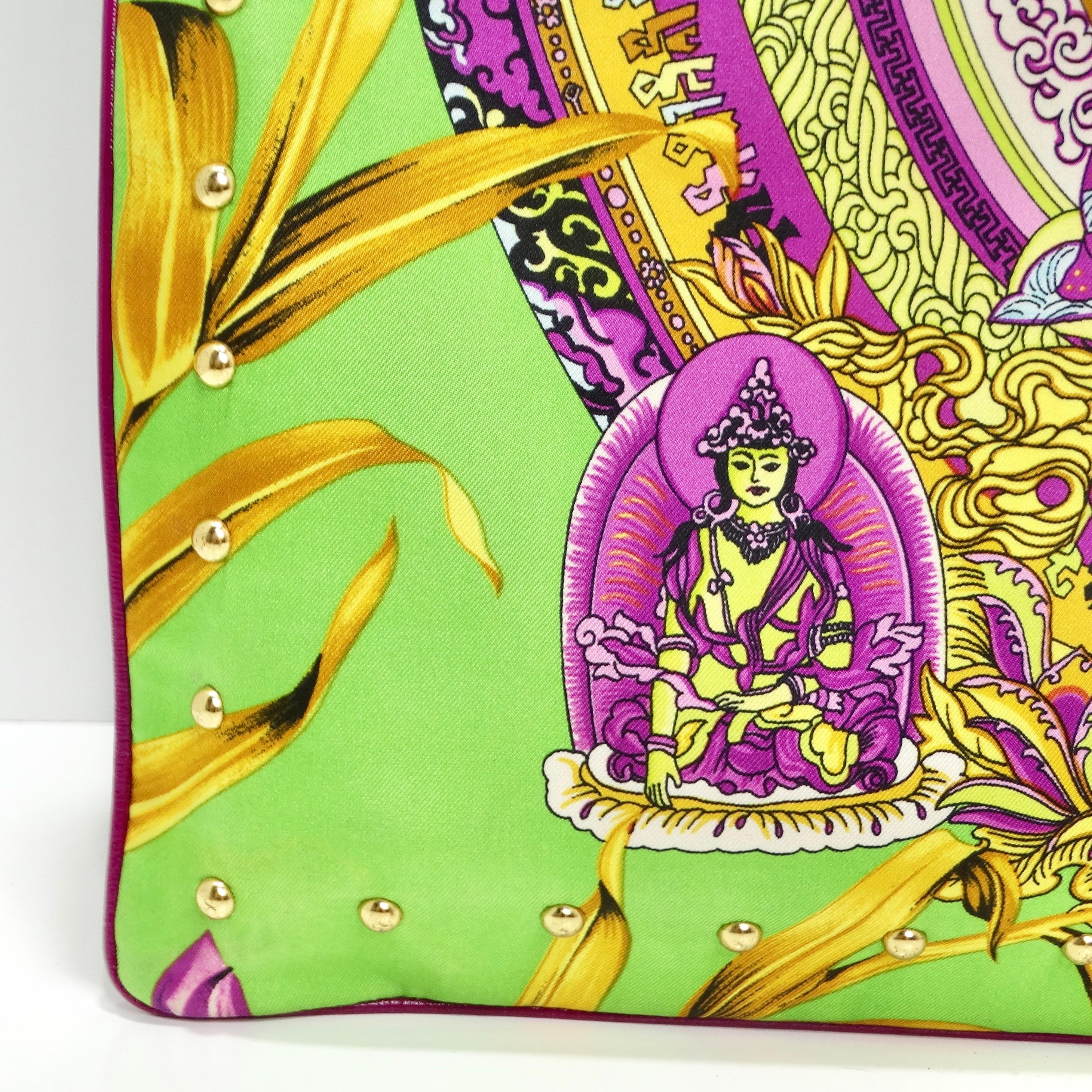 Versace 90s Buddha Print Flat Tote Bag For Sale 2