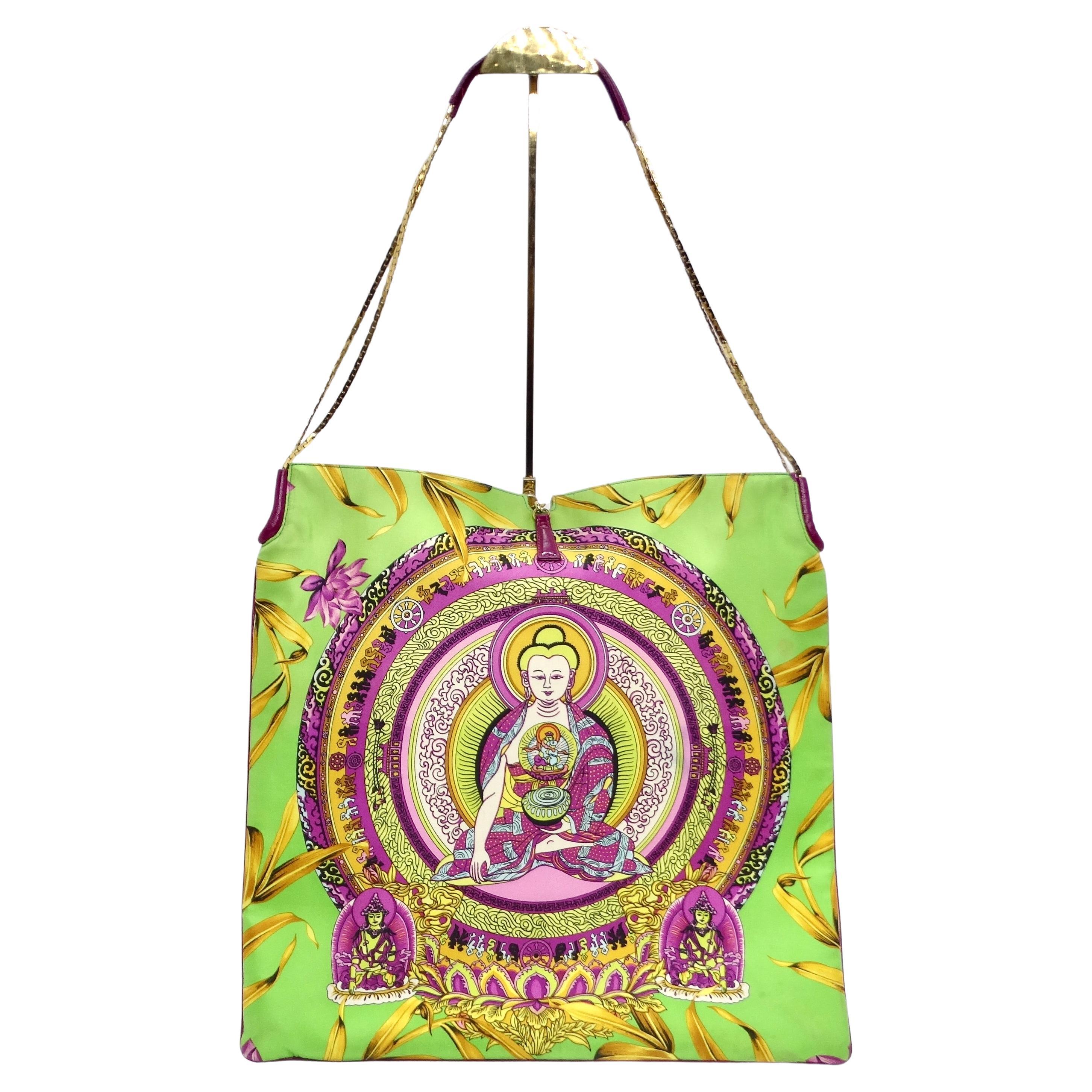 Versace 90s Buddha Print Flat Tote Bag For Sale