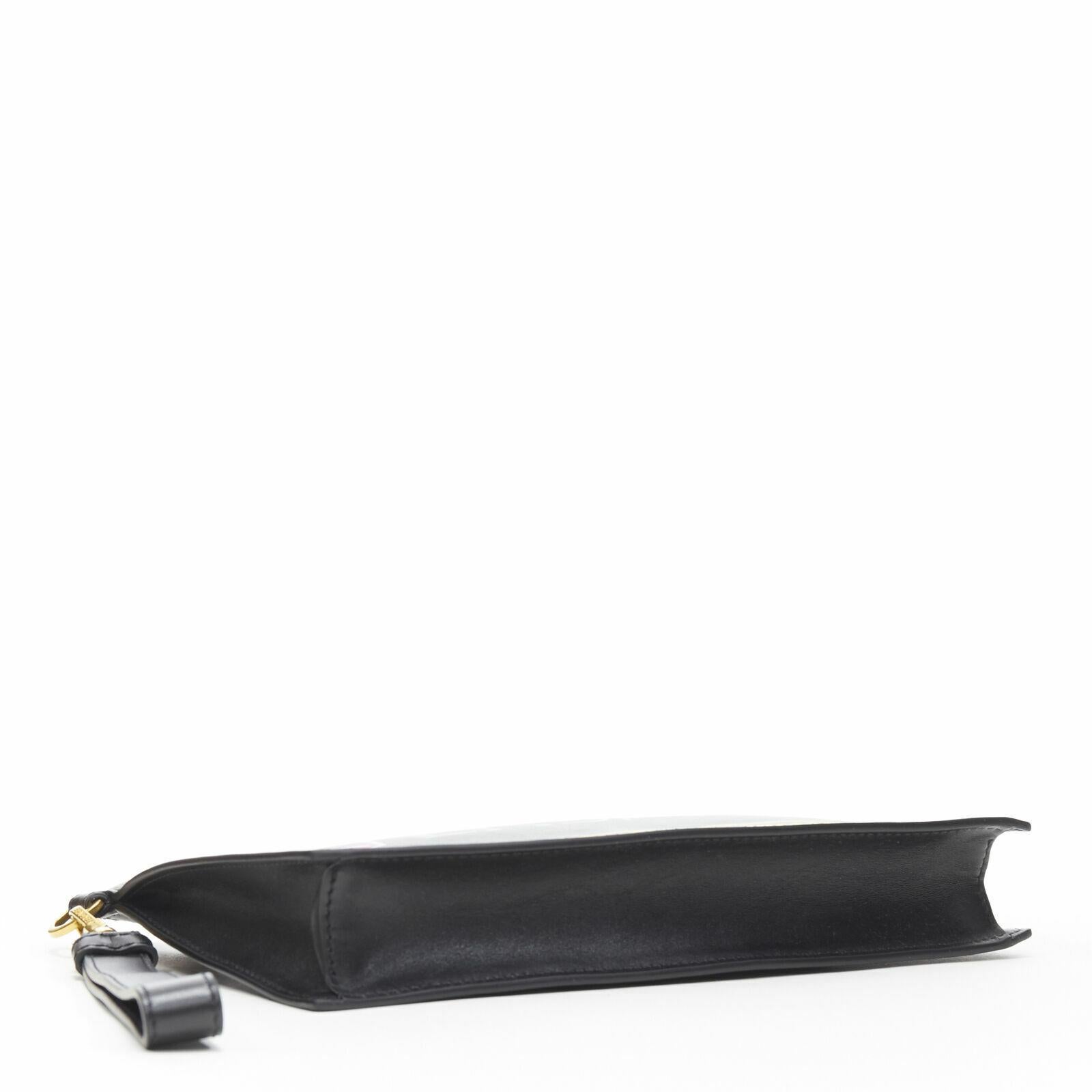 VERSACE 90s graphic logo black calf zip pouch crossbody clutch bag 1