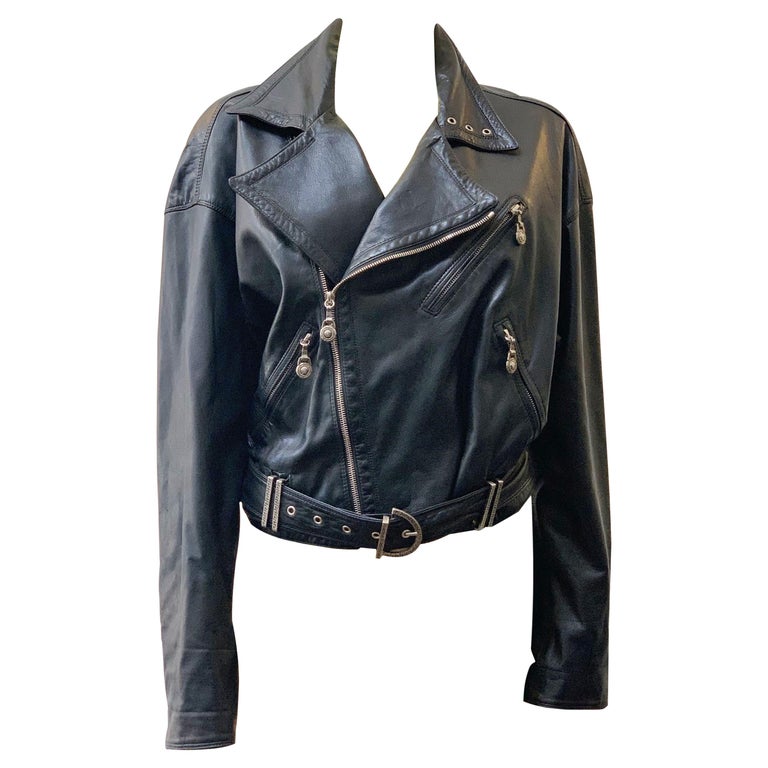 Versace 90s Leather Jacket at 1stDibs