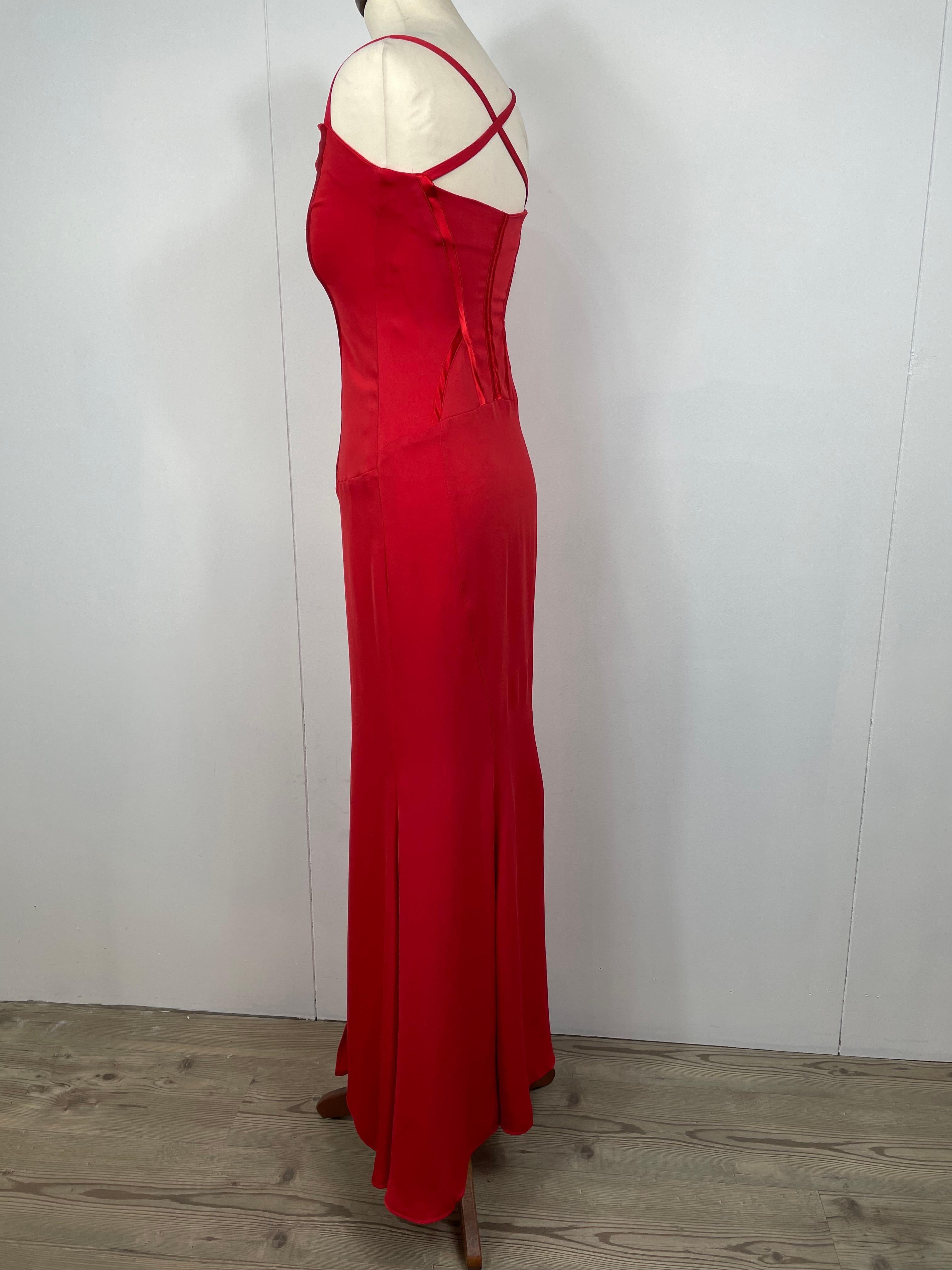 Robe longue rouge Versace des années 90 en vente 2