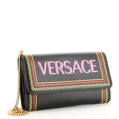 Versace 90s Vintage Logo Wallet on Chain Printed Leather