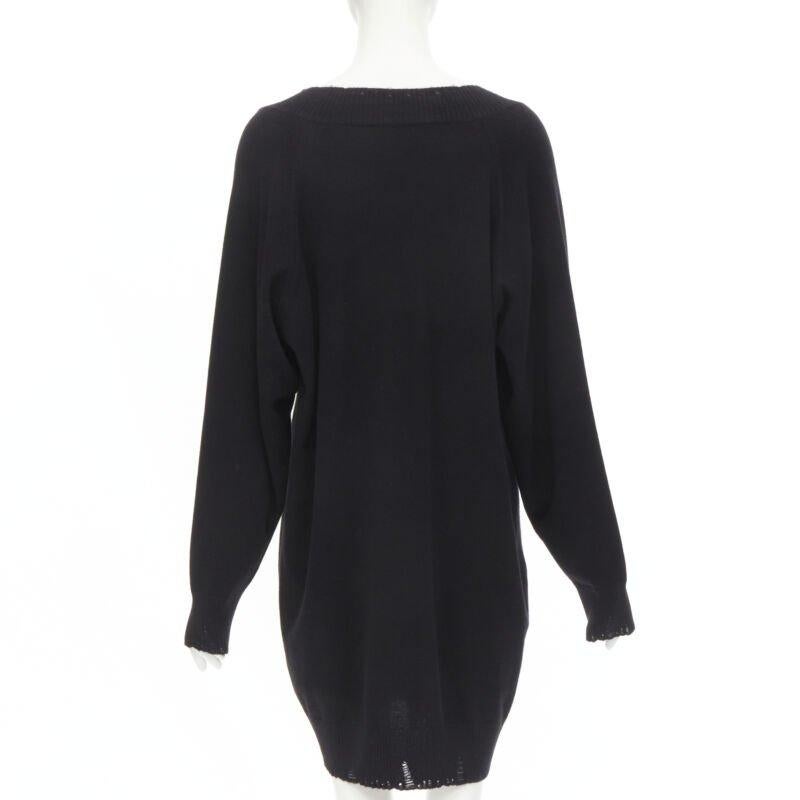 Donna VERSACE 95% cashmere lana punk oro Medusa spilla da balia angosciata vestito IT44 in vendita