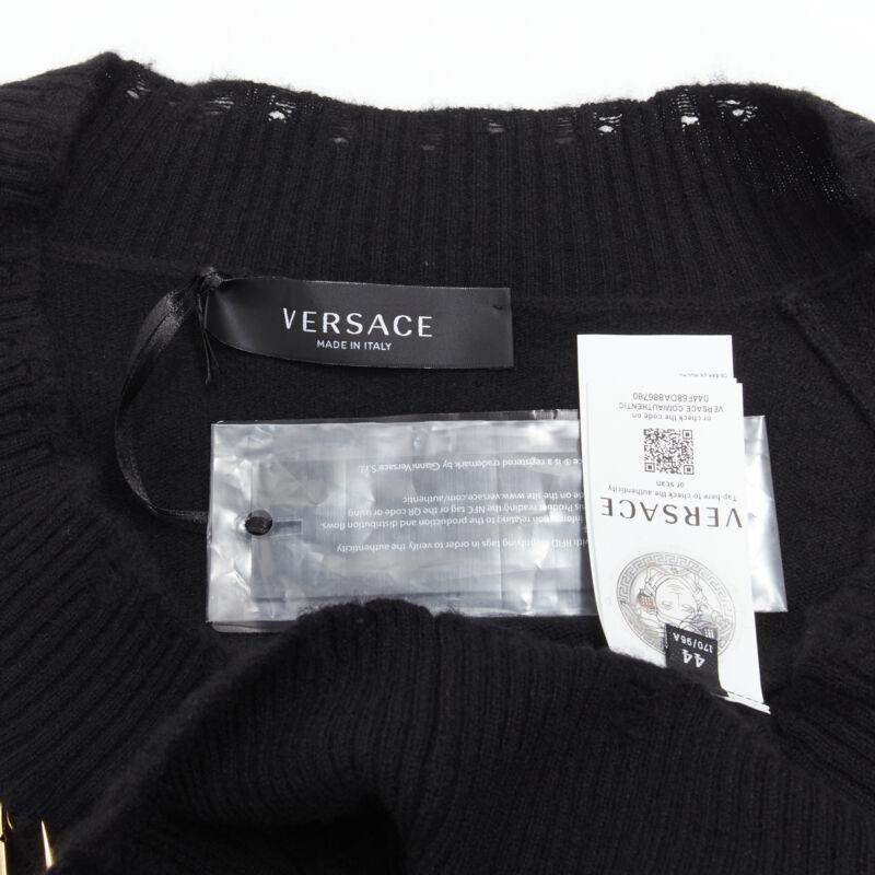VERSACE 95% cashmere lana punk oro Medusa spilla da balia angosciata vestito IT44 in vendita 3