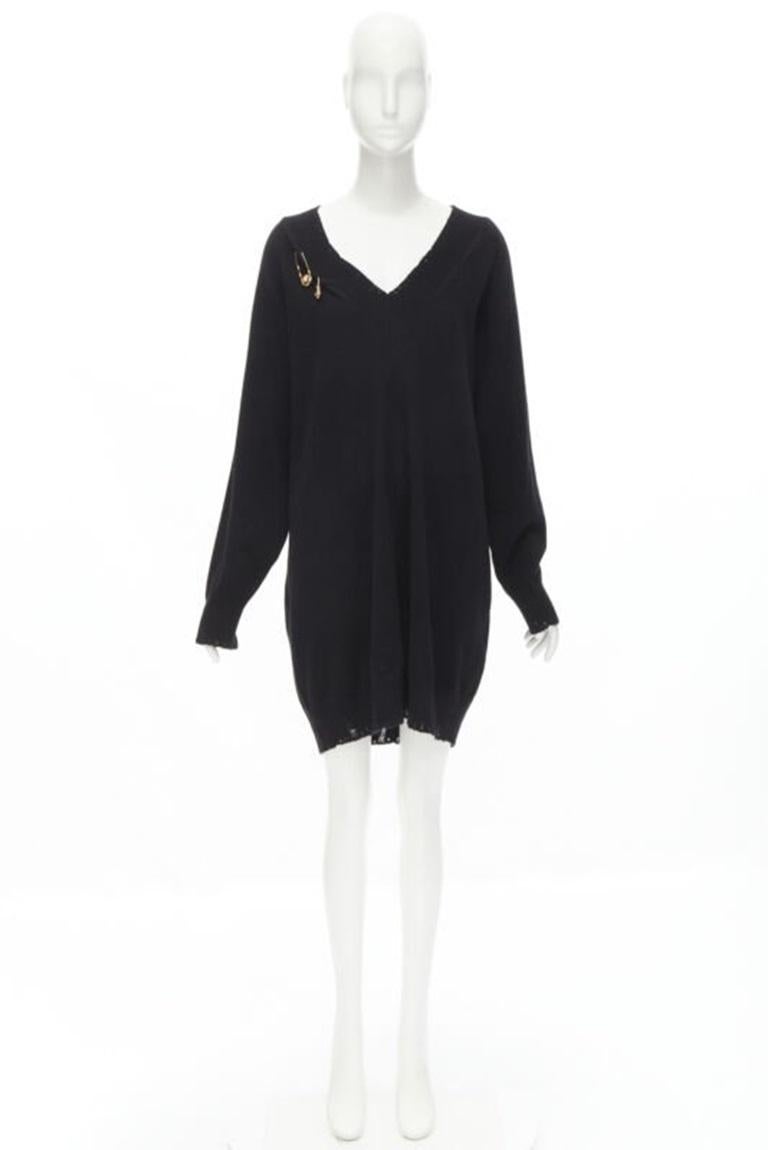 VERSACE 95% cashmere wool punk gold Medusa safety pin distressed dress IT44 For Sale at 1stDibs VERSACE 95% cashmere wool punk gold Medusa safety pin distressed dress IT44 For Sale at 1stDibs